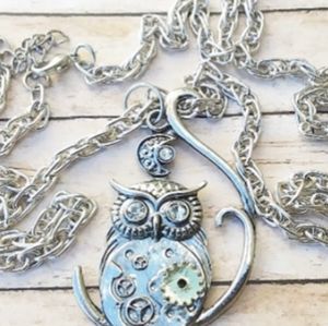 Geared up Owl Large Pendant Necklace